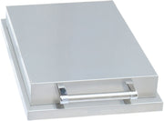 Stainless steel tray with handle on a white background