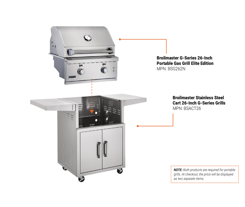 Broilmaster | G-Series 26-Inch Portable Gas Grill Elite Edition 2-Burner