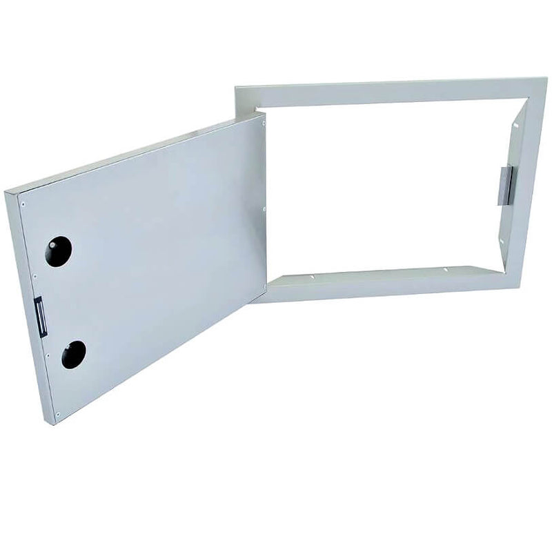 Metallic rectangular frame with a central cutout on a white background