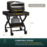 Magnetic tool hook on side of outdoor countertop cooking cart