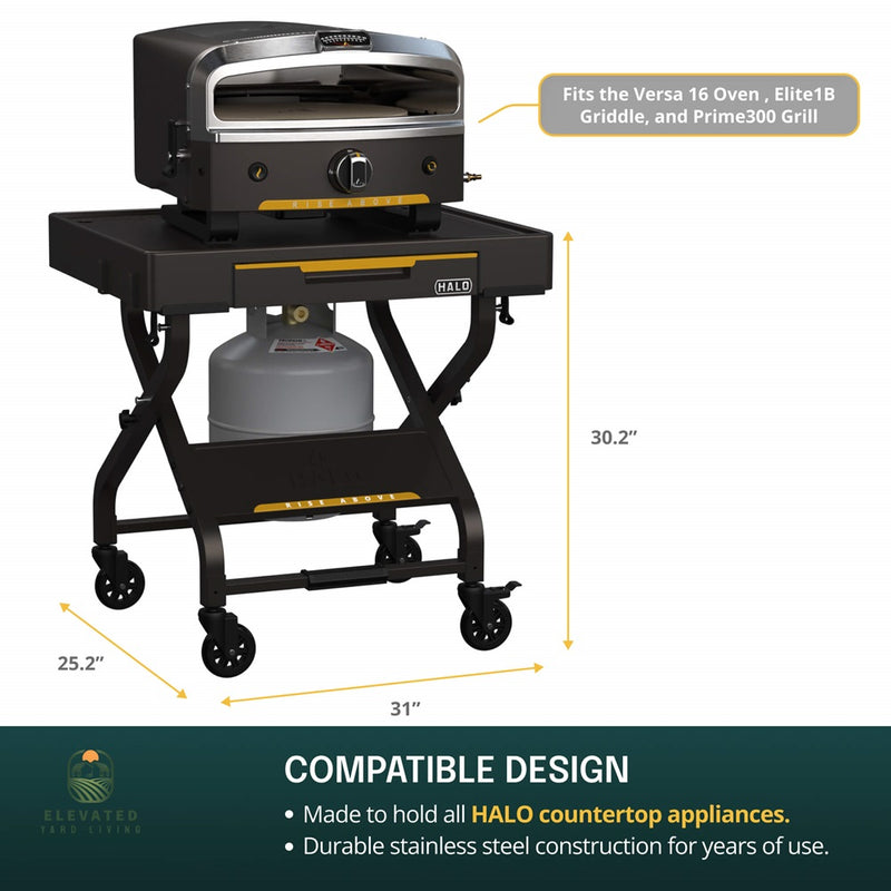 Magnetic tool hook on side of outdoor countertop cooking cart