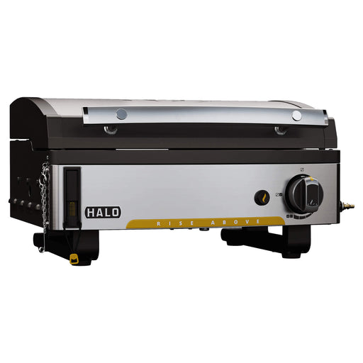 Elite1B outdoor countertop griddle with hinged stainless lid closed