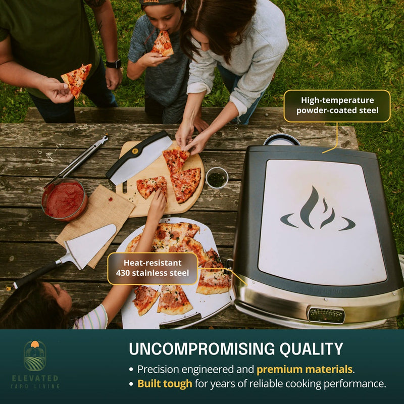 Versa 16 outdoor propane pizza oven on a backyard patio