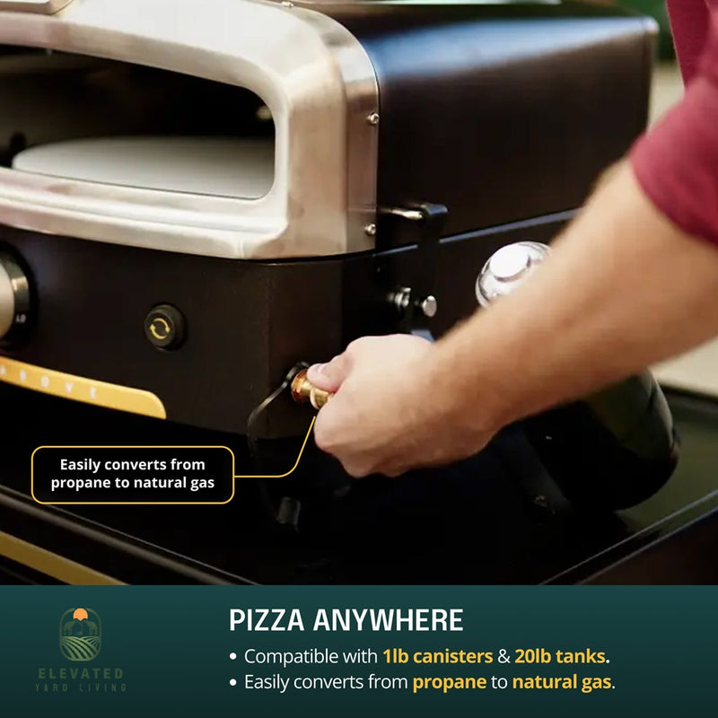 Versa 16 pizza oven with hinged lid open showing full interior chamber