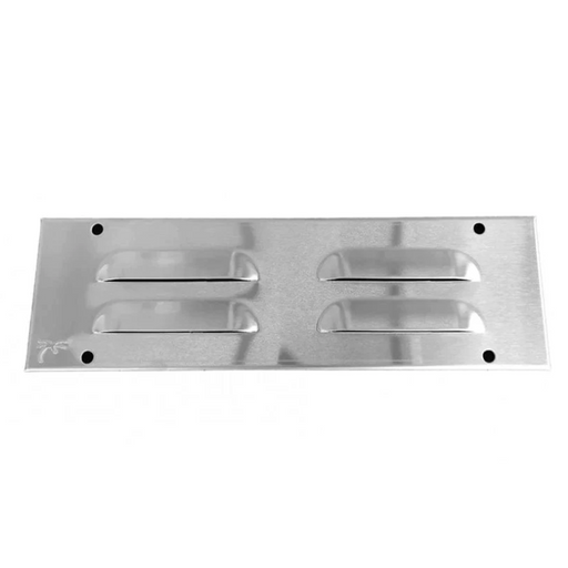 Metallic rectangular plate with three slots on a white background