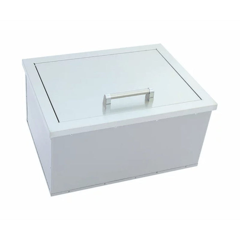 White rectangular box with a glass lid and handle on a white background