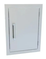 Metallic rectangular panel with a handle on a white background