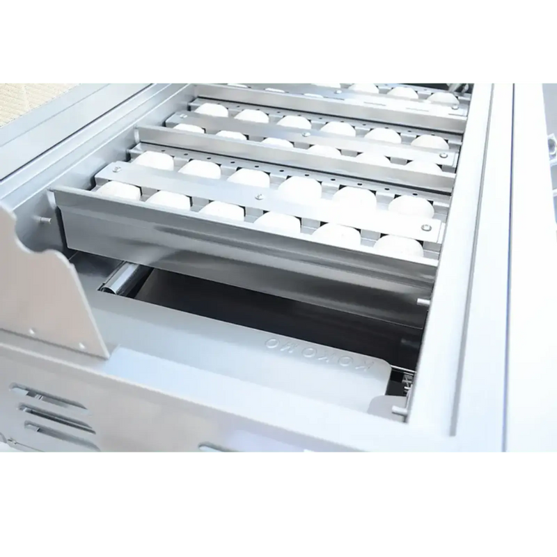 Egg carton in a refrigerator drawer with visible brand name.